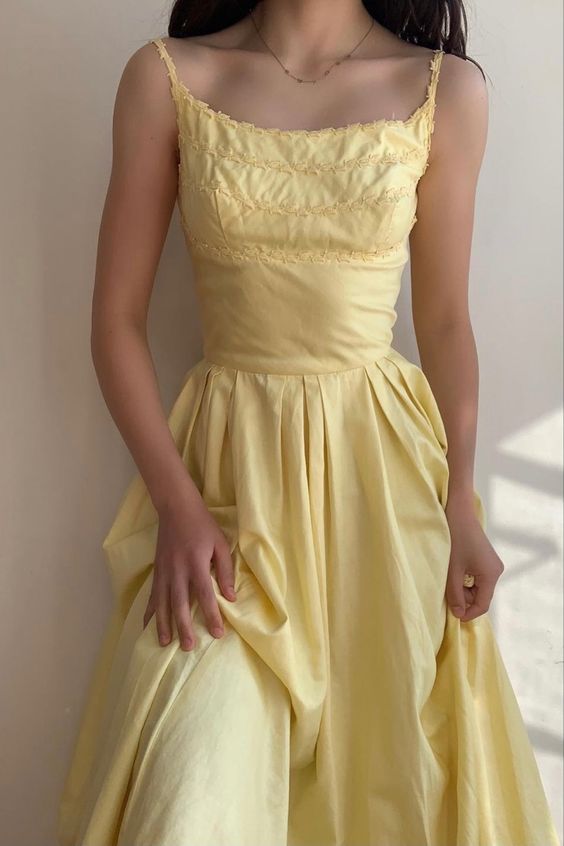 Elegant Yellow Women's Prom Dress Fashion Outfit Dress