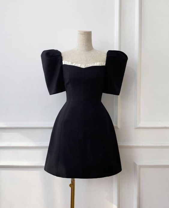 Cute black short prom dress,black hoco dress