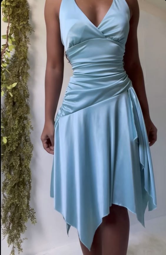Pastel Blue Party Dress Short Prom Gown