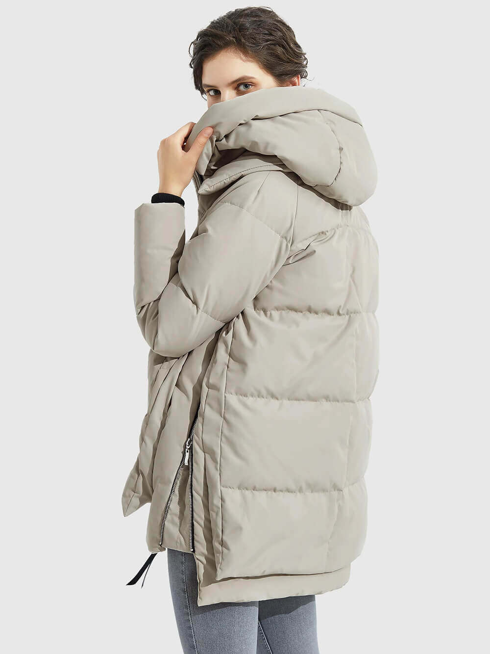 Hooded Zip Front Quilted Longline Puffer Jacket