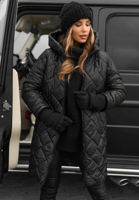 Quilted Hooded Longline Puffer Coat