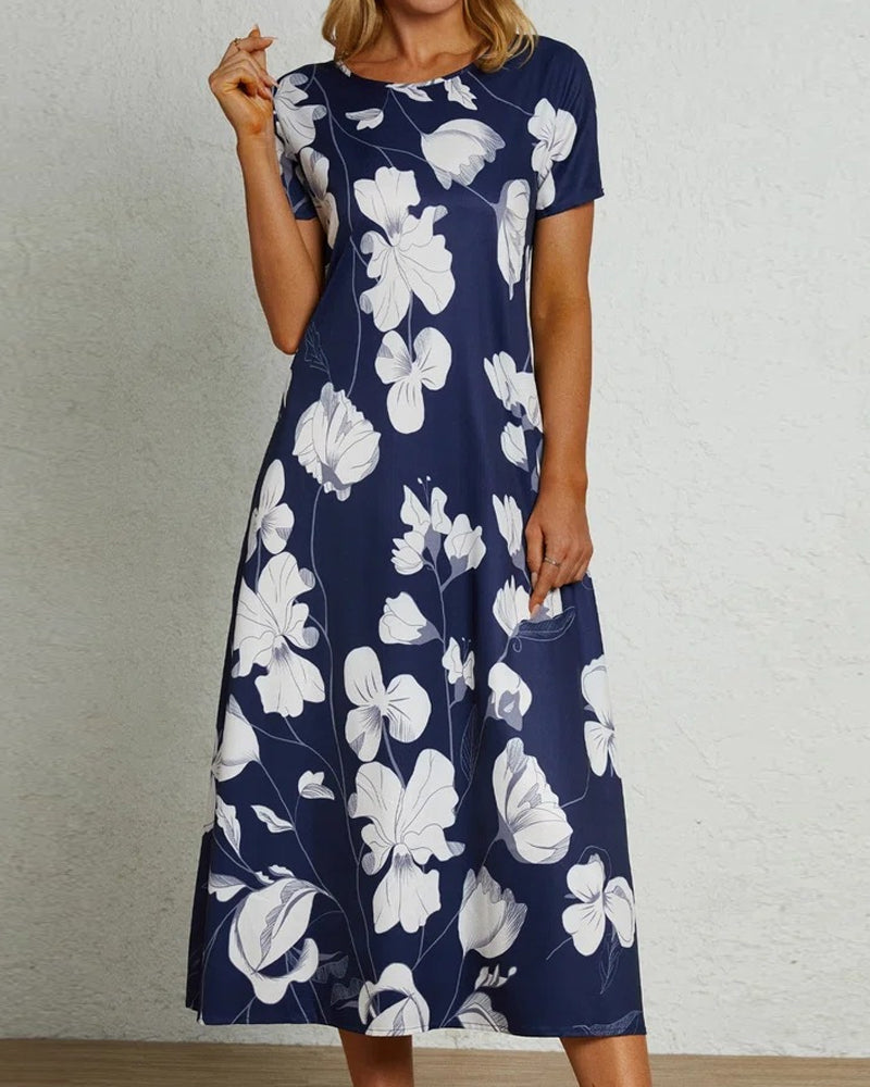 Printed short sleeve fashion dress