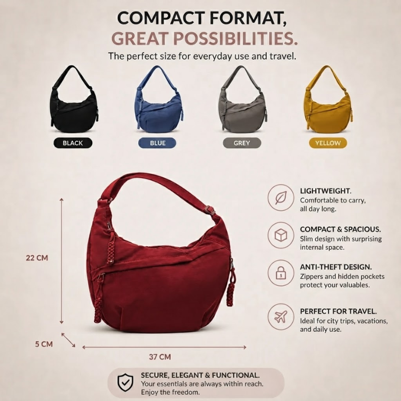 Anti Theft Lightweight Nylon Crossbody Sling Bag