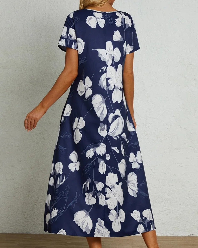 Printed short sleeve fashion dress