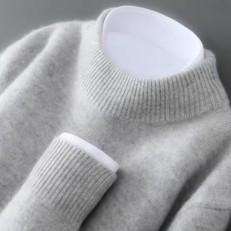 Mock Neck Long Sleeve Ribbed Trim Knit Sweater