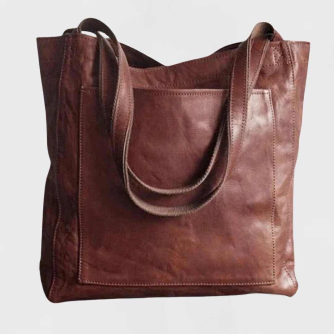 Slouchy Double Handle Faux Leather Tote Bag