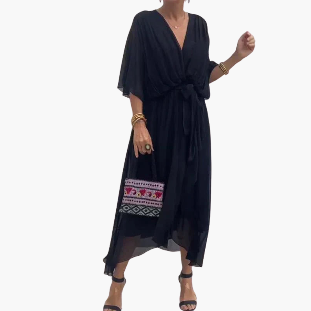 Indie | Women’s V-Neck Chiffon Dress Black