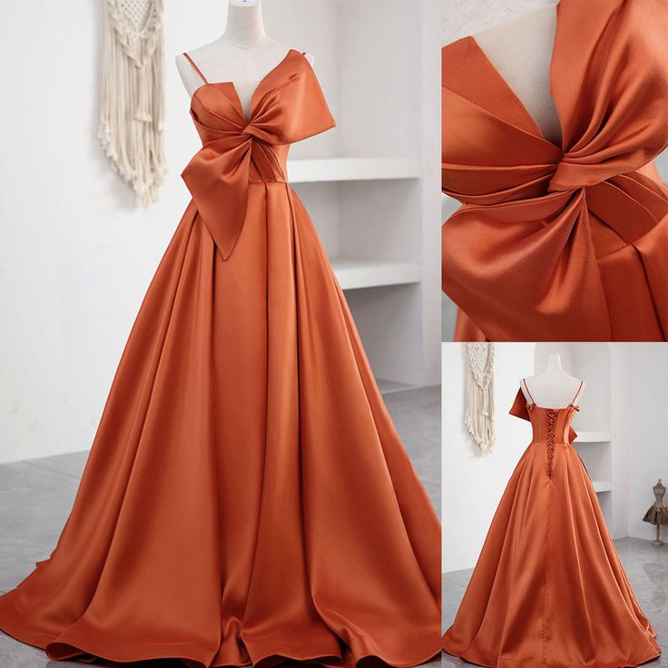Orange Prom Dresses With Big Bowknot