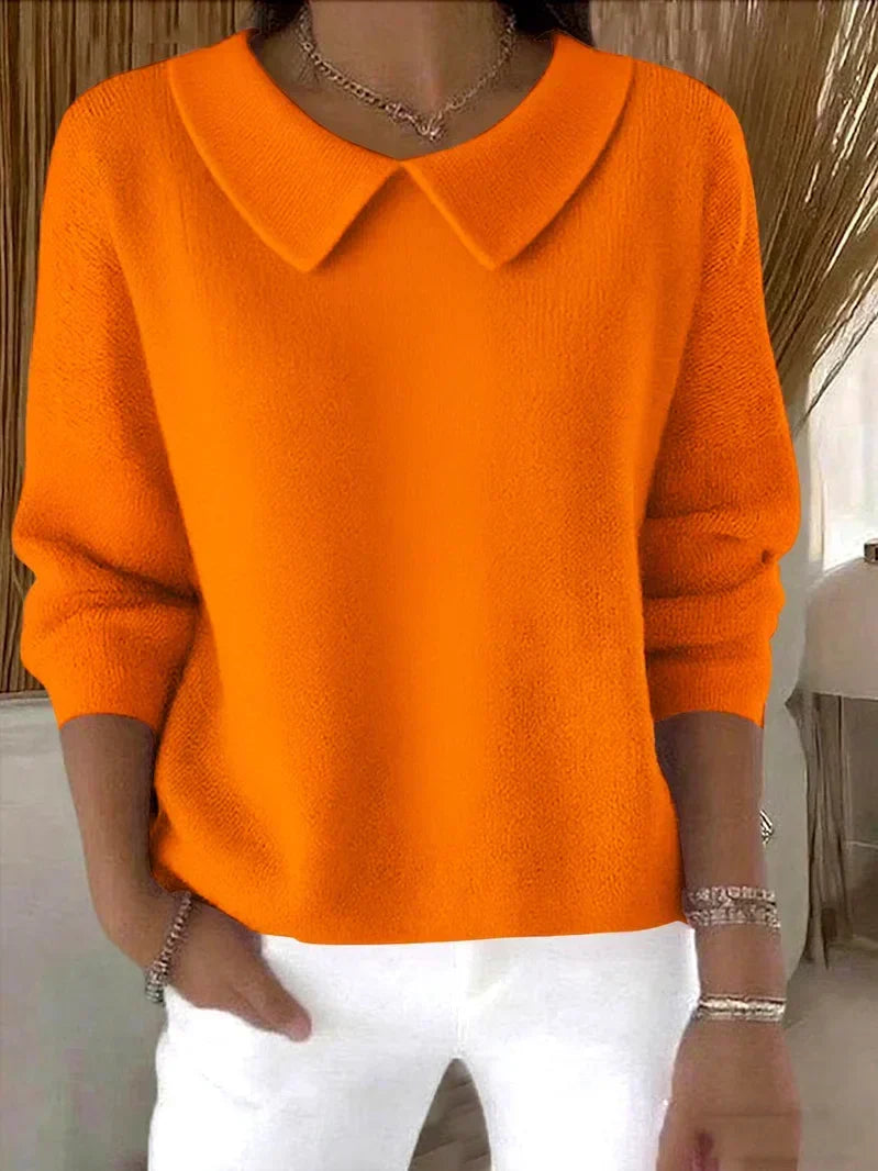 Collared Long Sleeve Knit Sweater