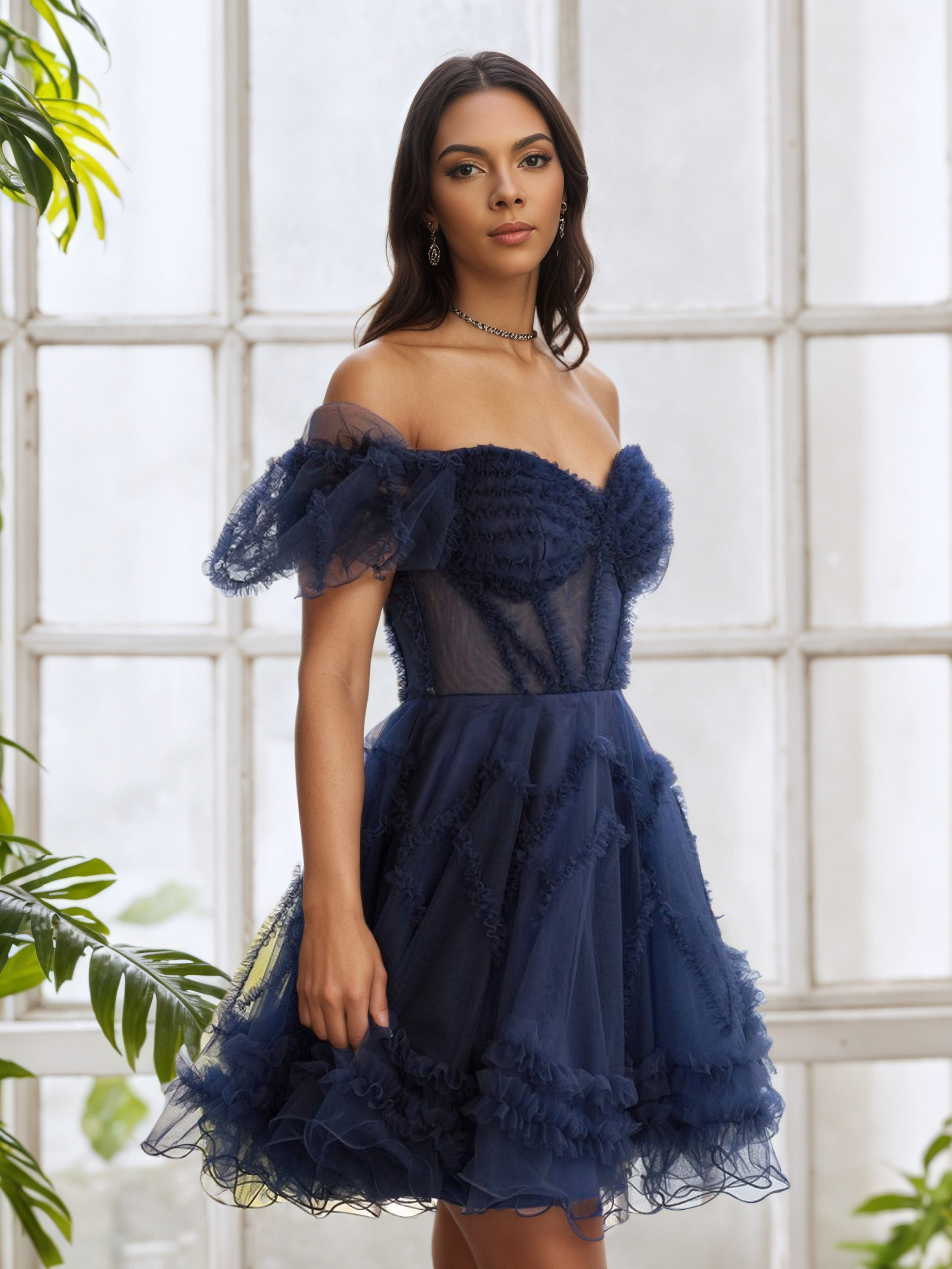 Off The Shoulder Princess Tulle Homecoming Dress