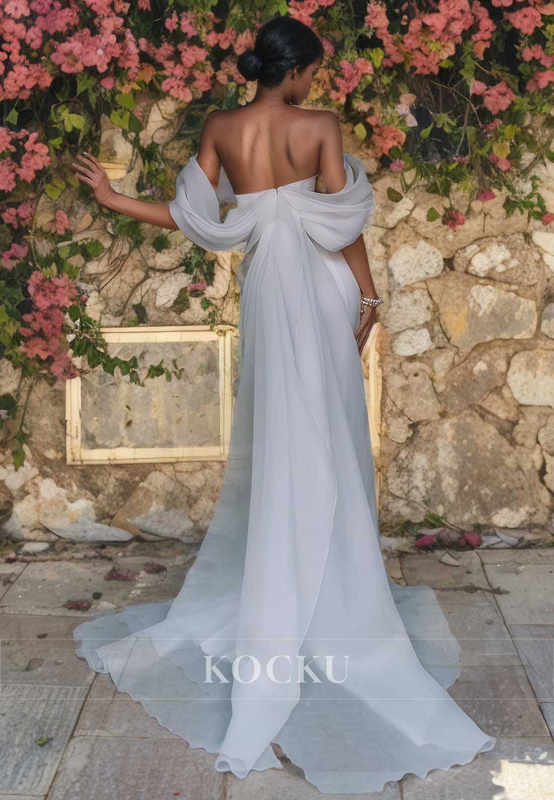 Elegant & Simple Off-Shoulder Mermaid Satin Wedding Dress