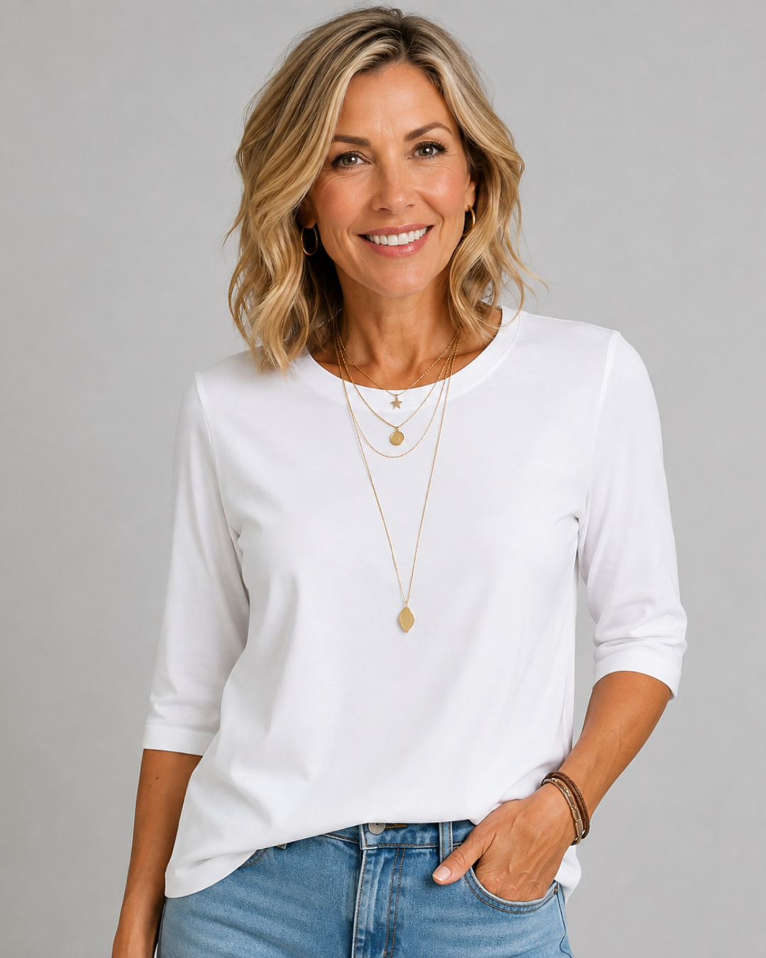 Round Neck Half Sleeve Drop Shoulder Tee