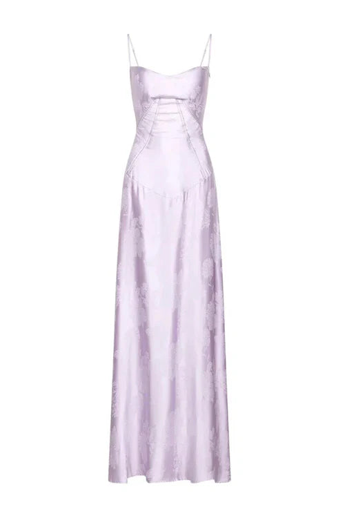 Floral Tie-Back Maxi Dress - Purple