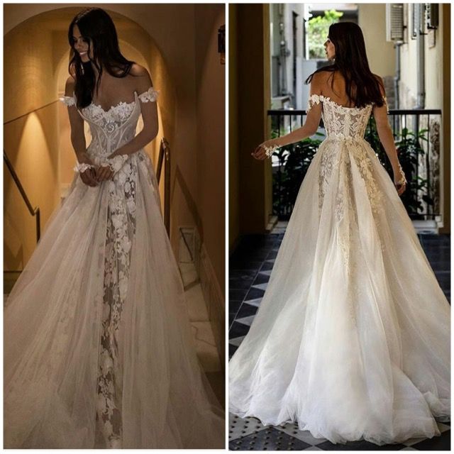 Off The Shoulder Sweetheart Applique Lace Long Sleeves Long Wedding Dress