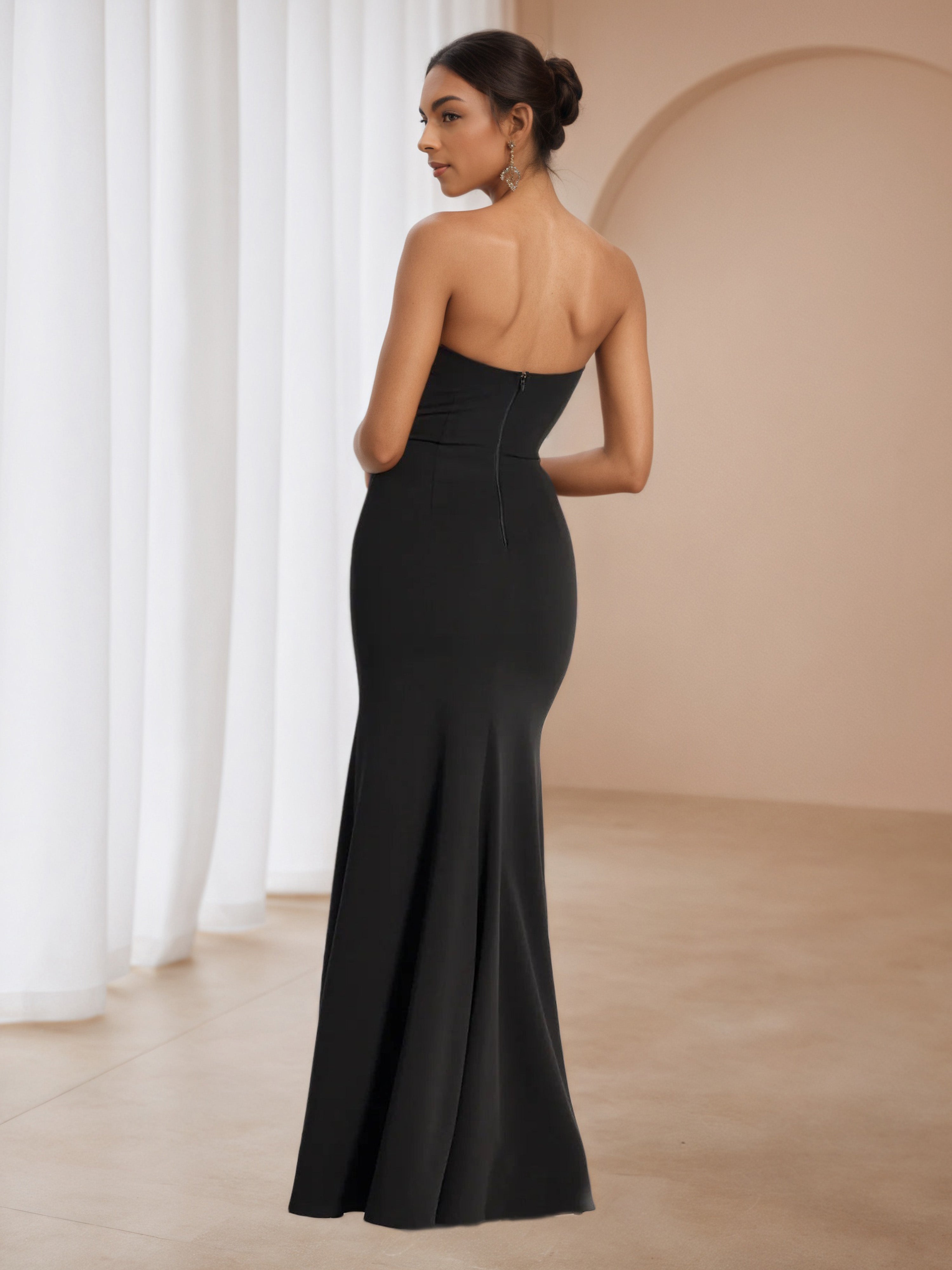 Strapless Trumpet/Mermaid Black Split Formal Dresses
