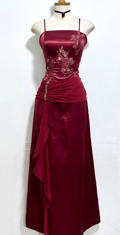 Burgundy Prom Party Dress Long Formal Evening Dress