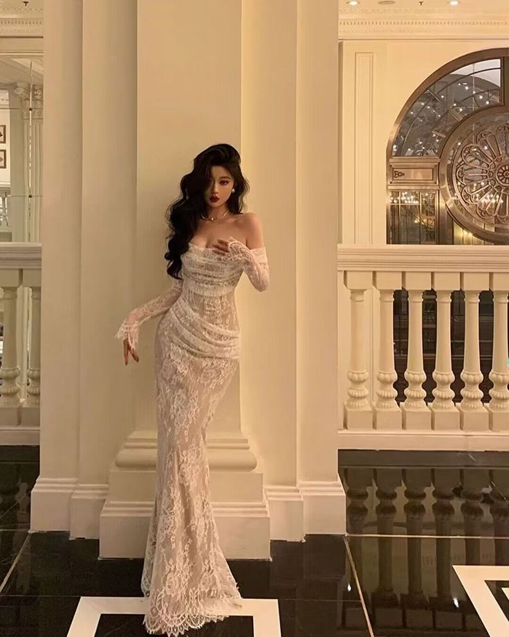 Off The Shoulder Lace Mermaid Long Prom Dresses