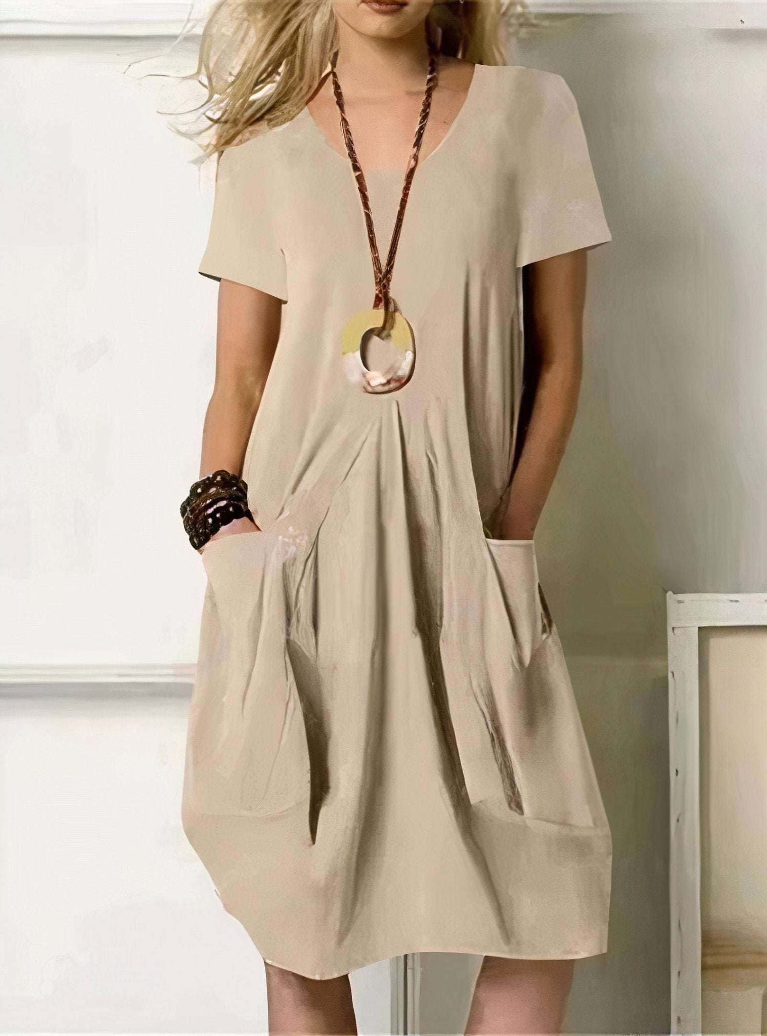 Kwani | Easy Casual Flow Dress Beige