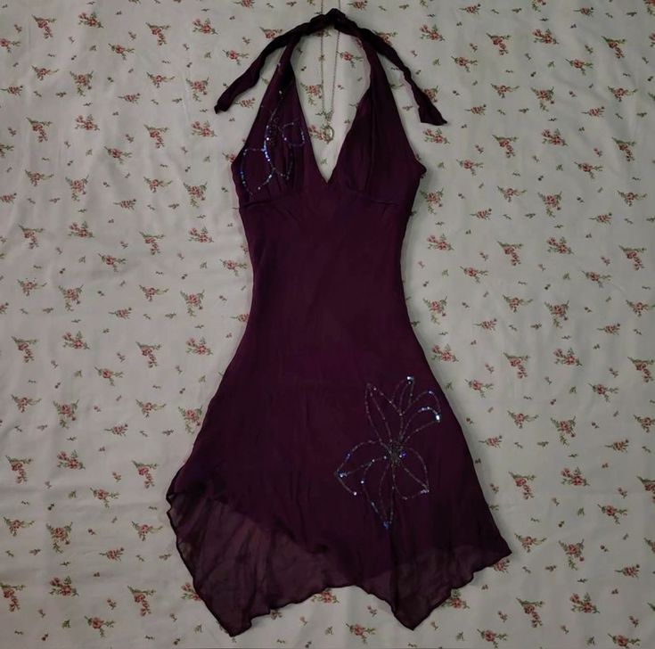 Dark Purple Halter Short Vintage Evening Dress Cocktail Dress