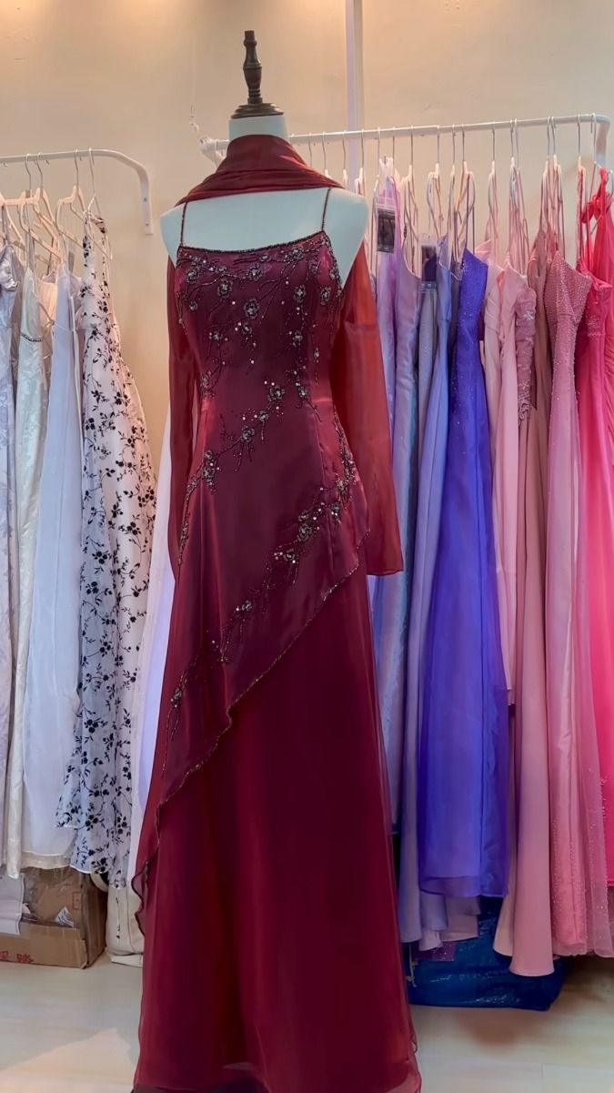 Burgundy Prom Dresses Evening Dress Floor Length Party Gowns