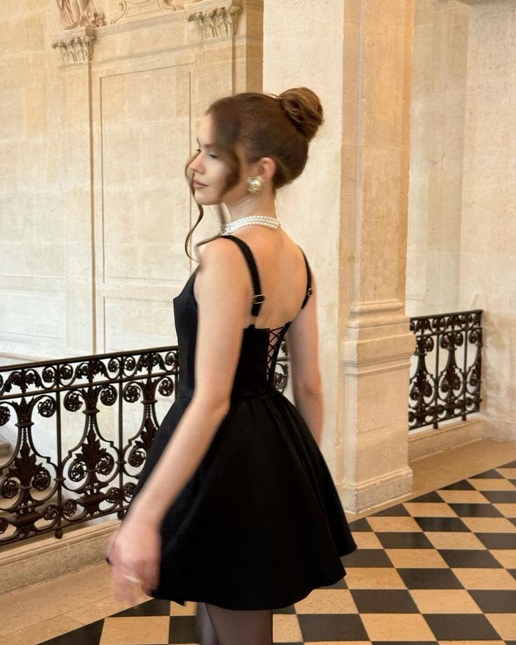 Black Mini Wedding Dress Evening Dress Square Neck Above Knee Party Dress