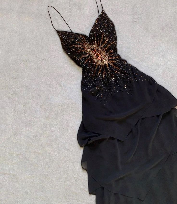 Black Chiffon Long Prom Dress Unique Evening Party Dresses