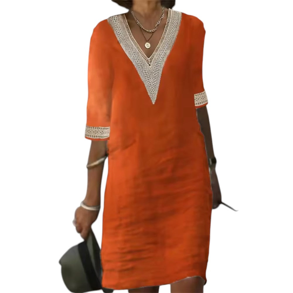 Celestine | Elegant Midi Dress Orange