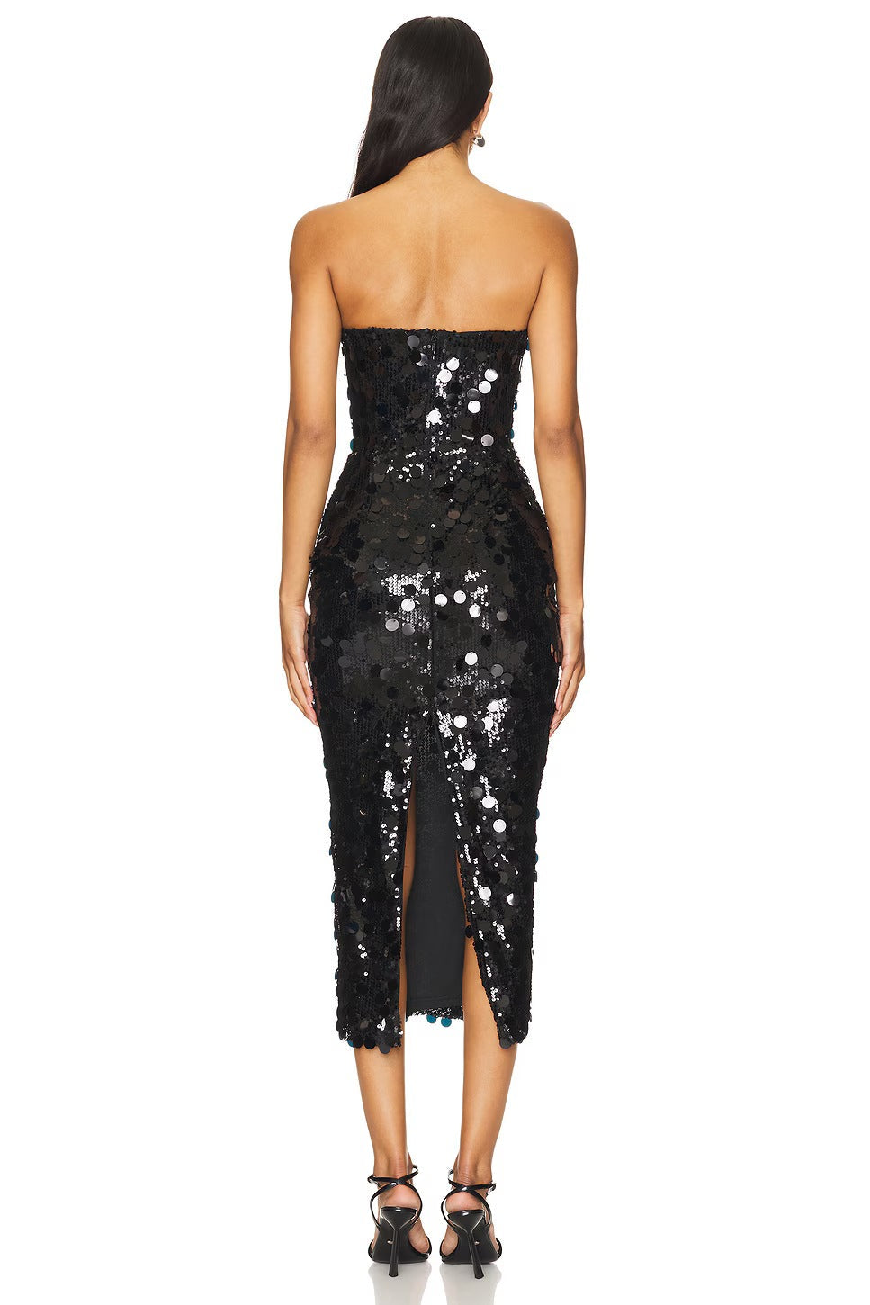 Strapless Sequin Bodycon Midi Cocktail Dress