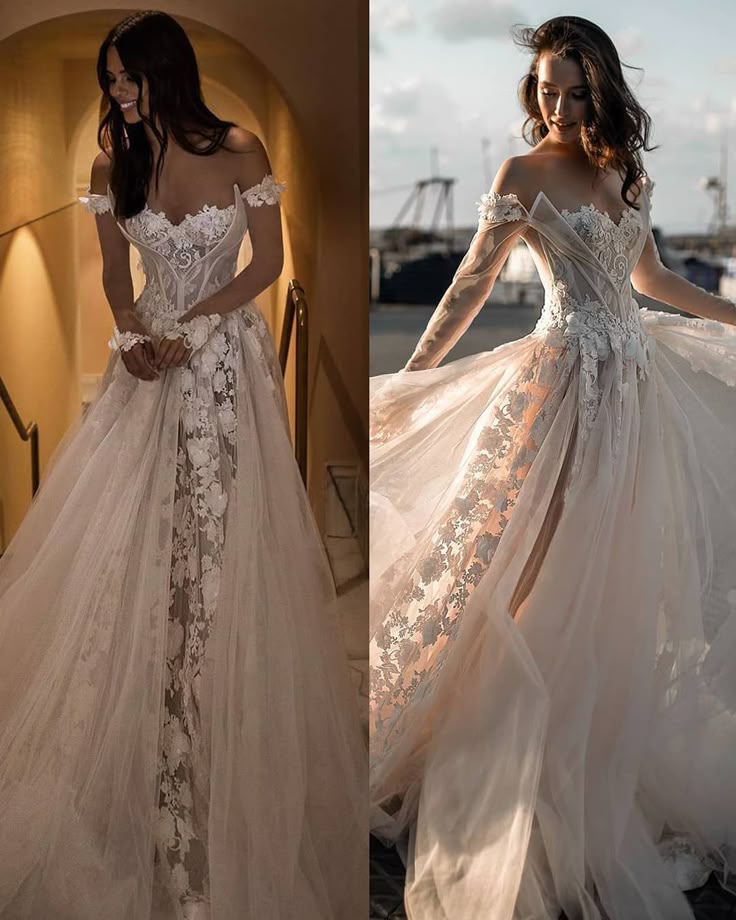 Off The Shoulder Sweetheart Applique Lace Long Sleeves Long Wedding Dress