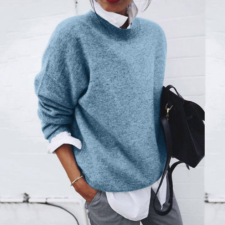 Crew Neck Long Sleeve Drop Shoulder Sweater