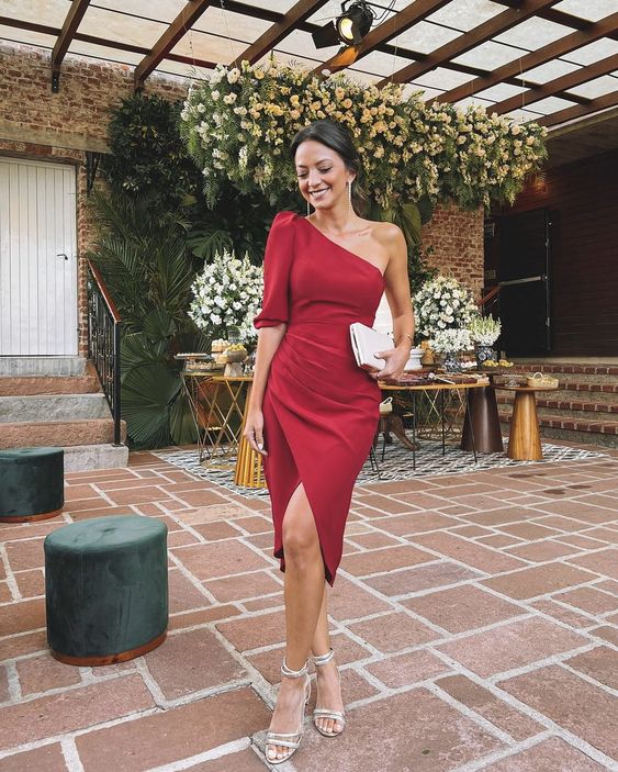 One Shoulder Party Dresses Sheath Evening Dress