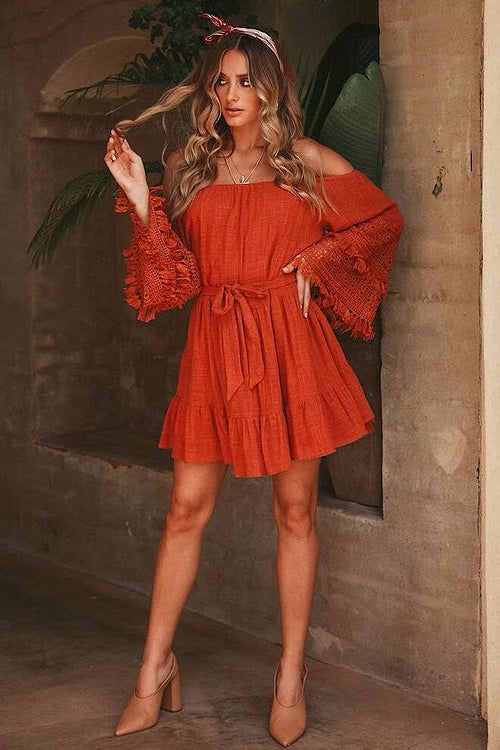 Tassel Lace Tie-waist Wrap Dress - 3 Colors - View 12