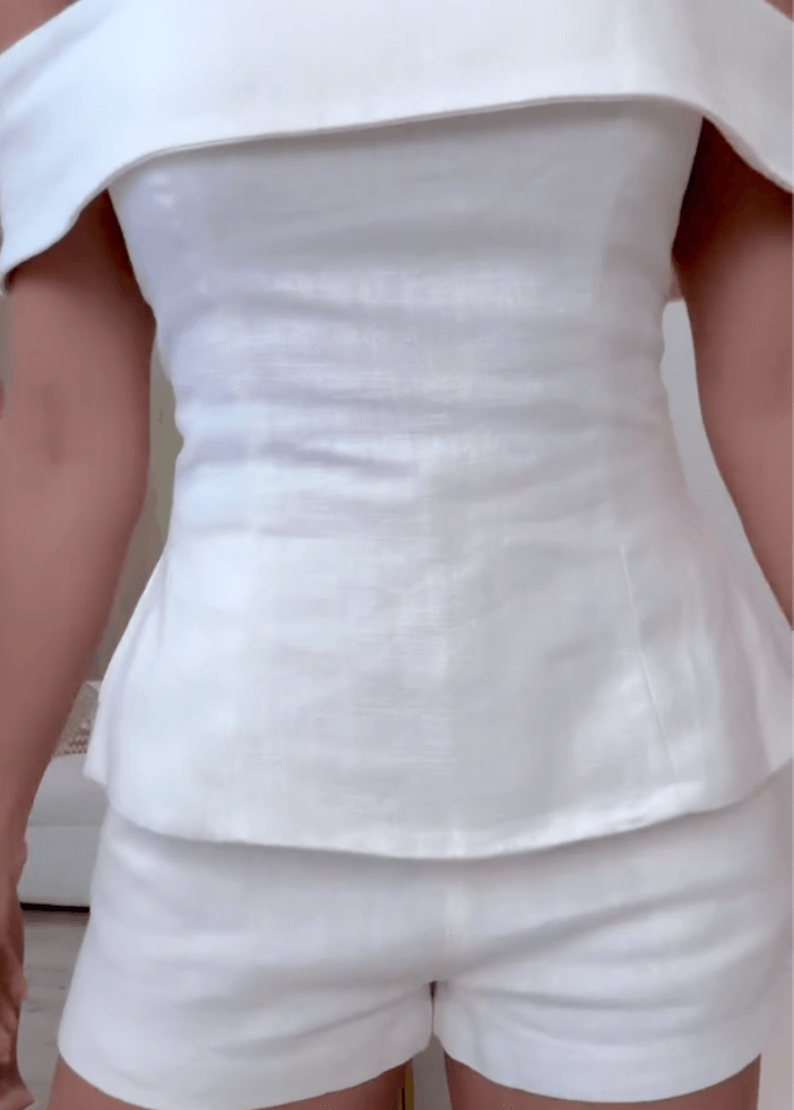 Off Shoulder Foldover Peplum Top and Shorts Two Piece Set
