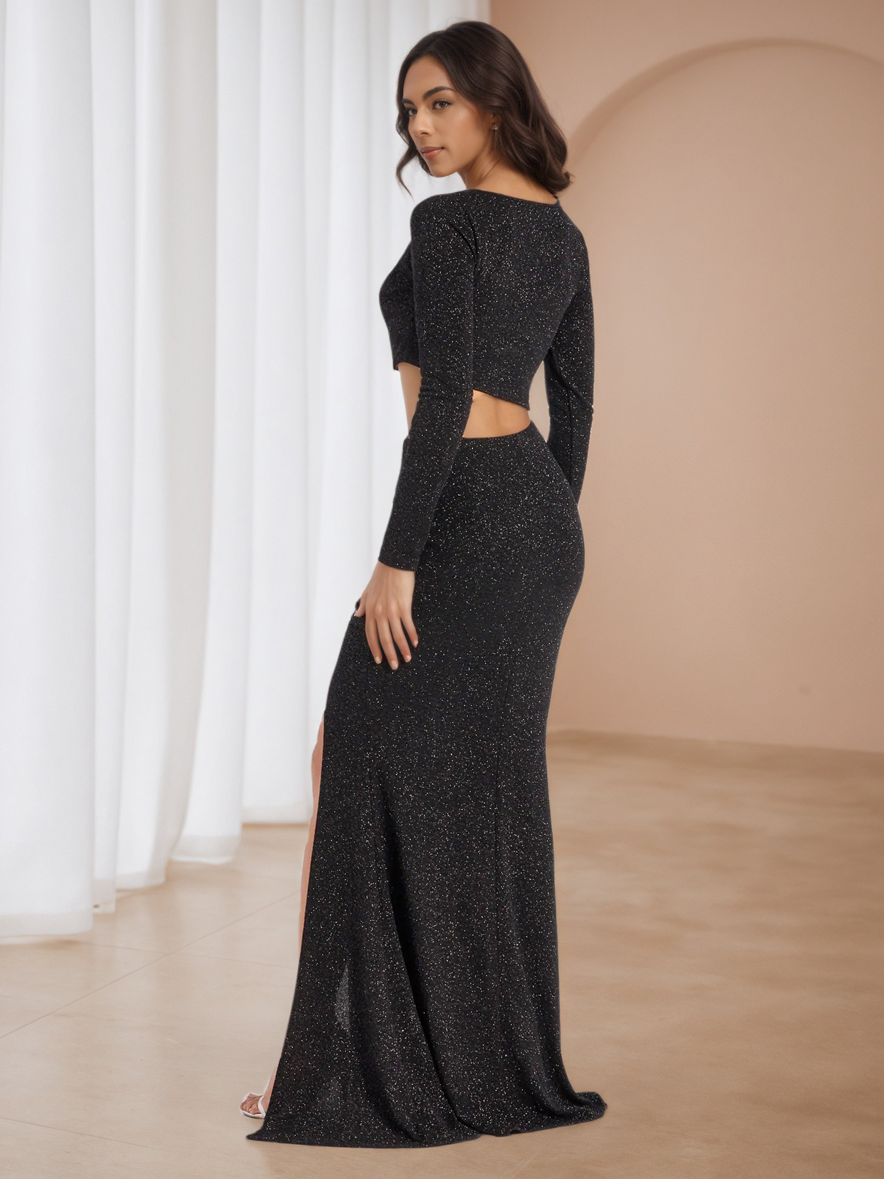 Jewel Black Glitter Dresses Trumpet/Mermaid Formal Dresses