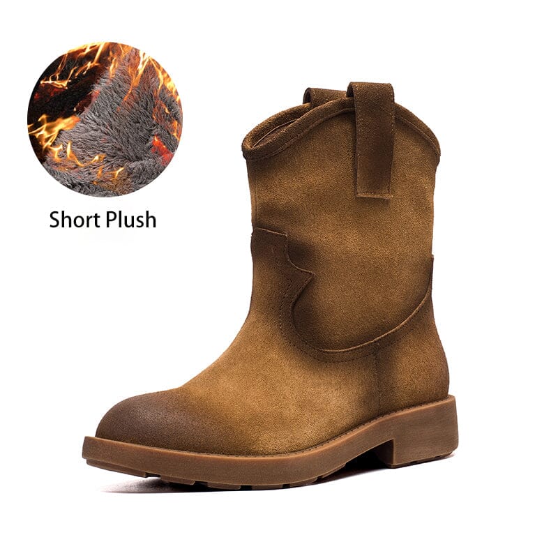 Matte��Leather Western Boots Handmade Cowboy Boots Gradient Colors in Brown/Apricot