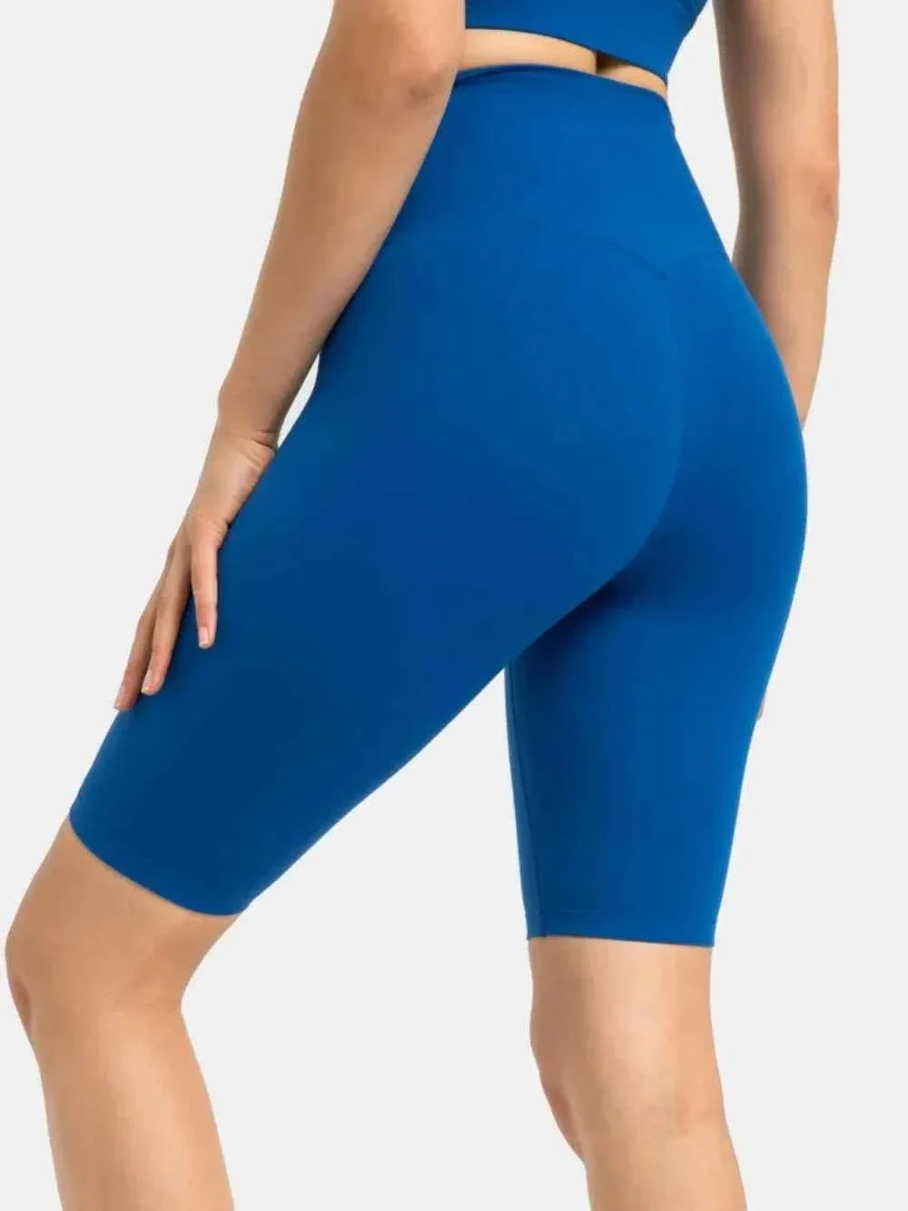High Waist Wide Waistband Knee Length Active Biker Shorts 28