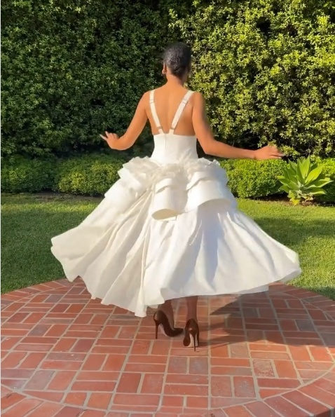 A Line White Sexy Evening Dress Ankle Length Prom Dresses   fg7567