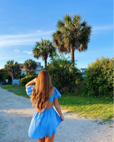 Blue Waist Cut Out Homecoming Dressblue Beach Dress