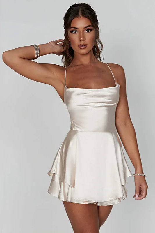 Satin Crisscross Mini Dress - View 2