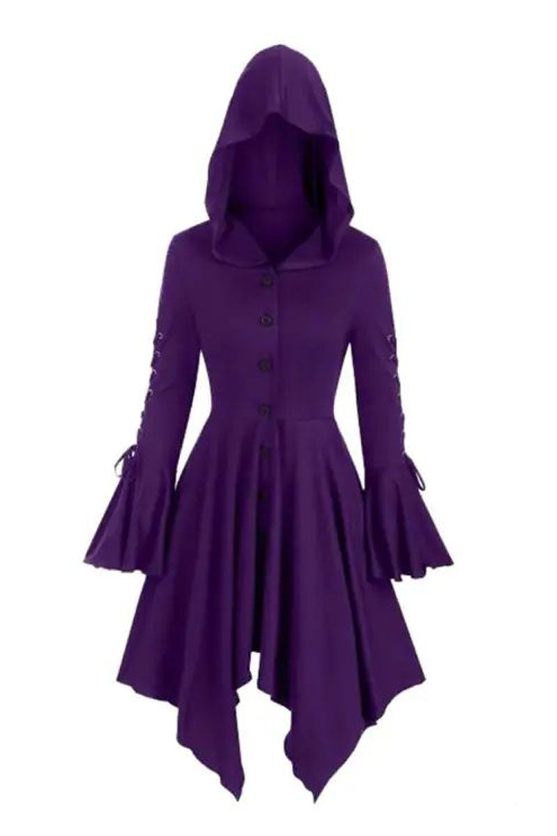 Halloween Party Cosplay Women Costume Medieval Cloak Hooded Gothic Vintage Dress