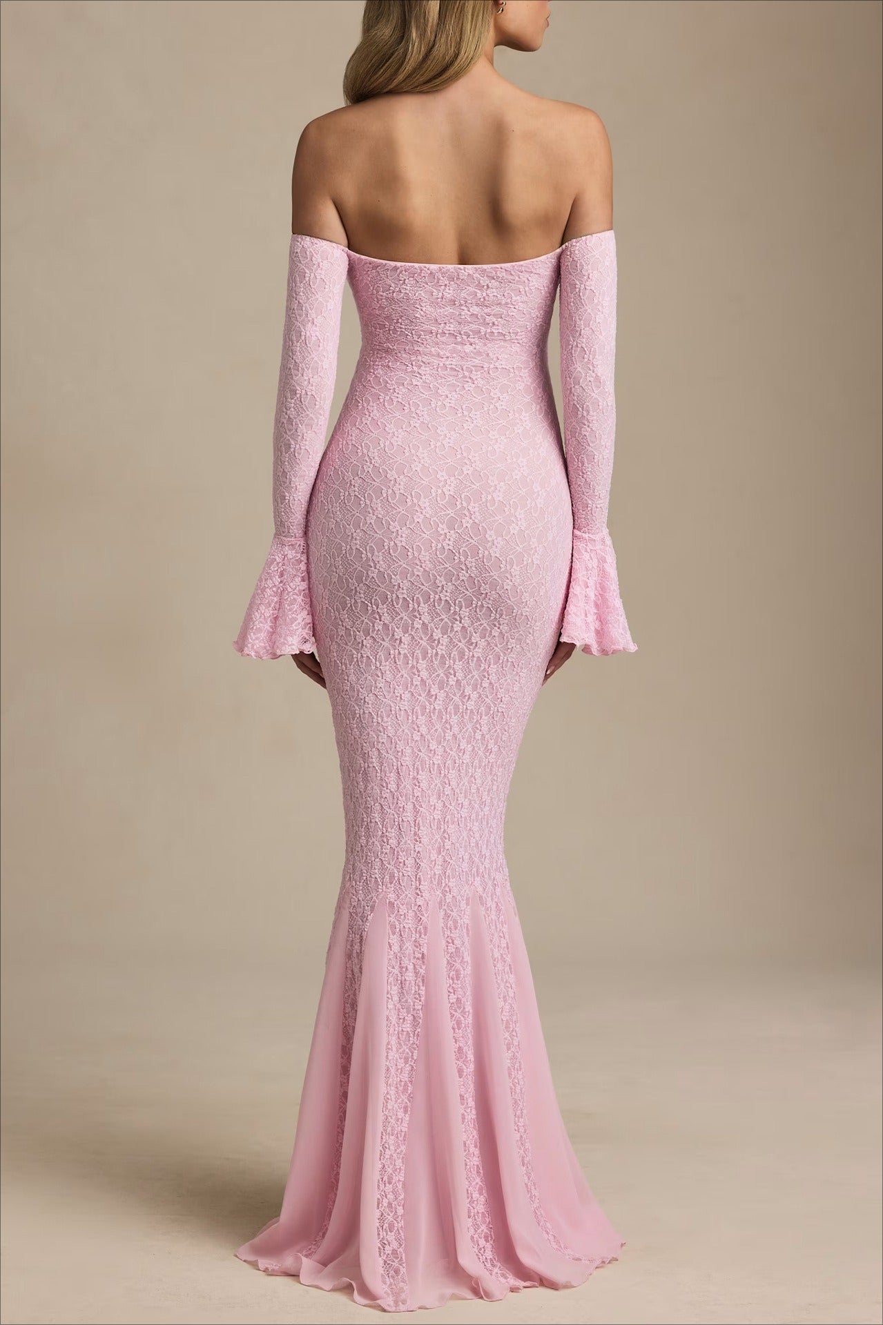 Sequin Off Shoulder Long Sleeve Mermaid Maxi Dress