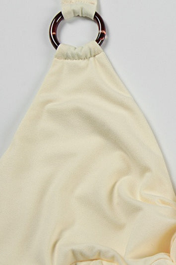 Halter Neck Deep V-Neck Cut Out Bodycon Maxi Dress