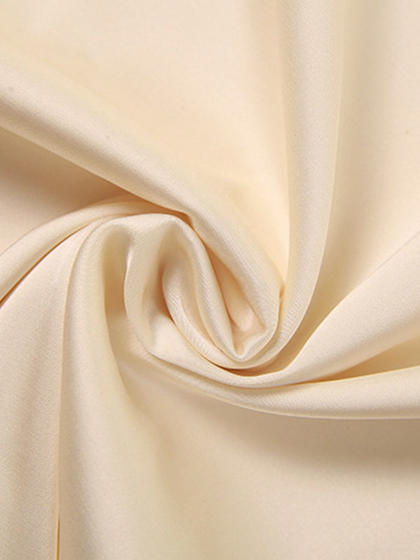 Champagne Sexy Satin Backless Tie Up Maxi Dress - View 6