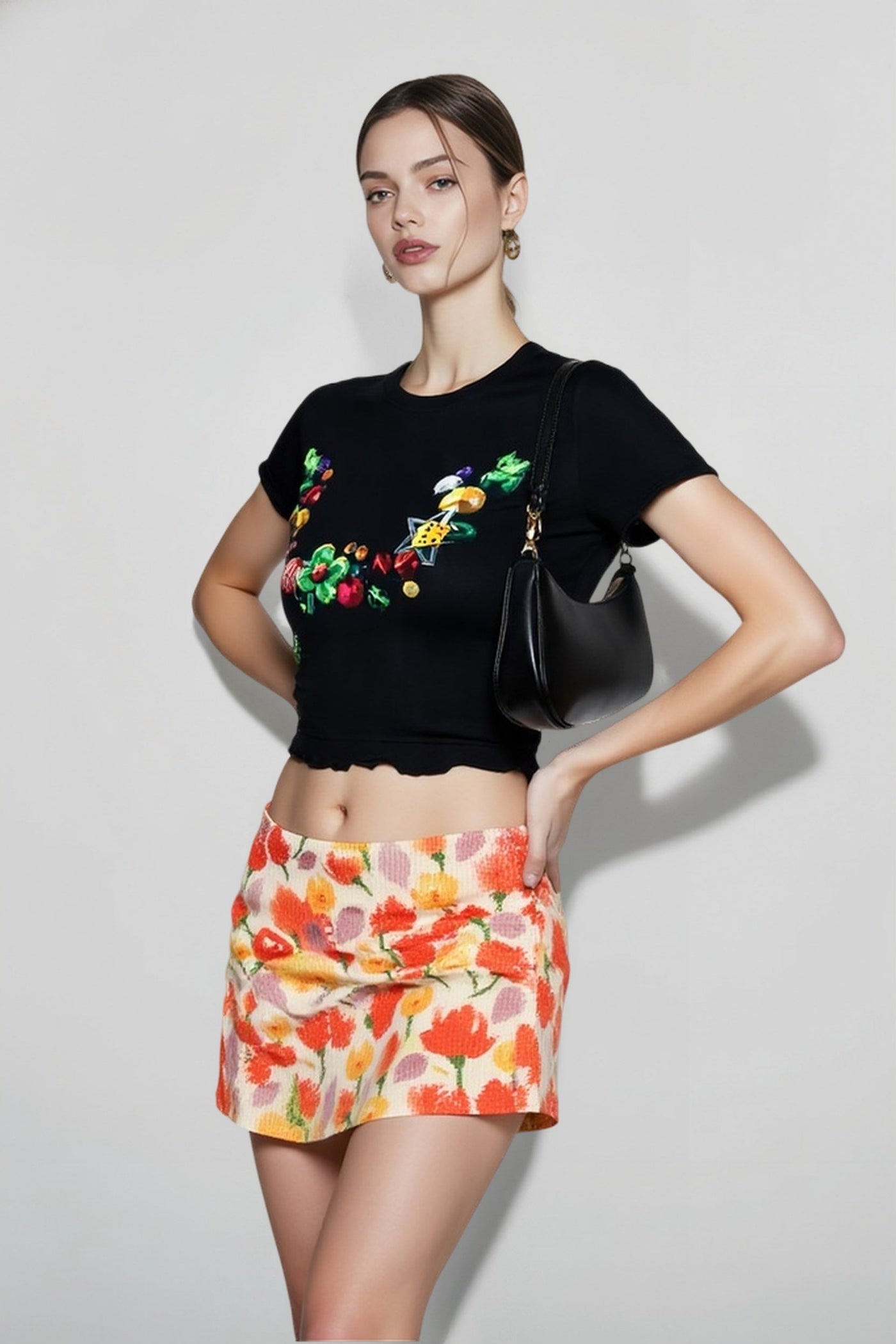 Colorful Floral Sequin Vacation Skirt