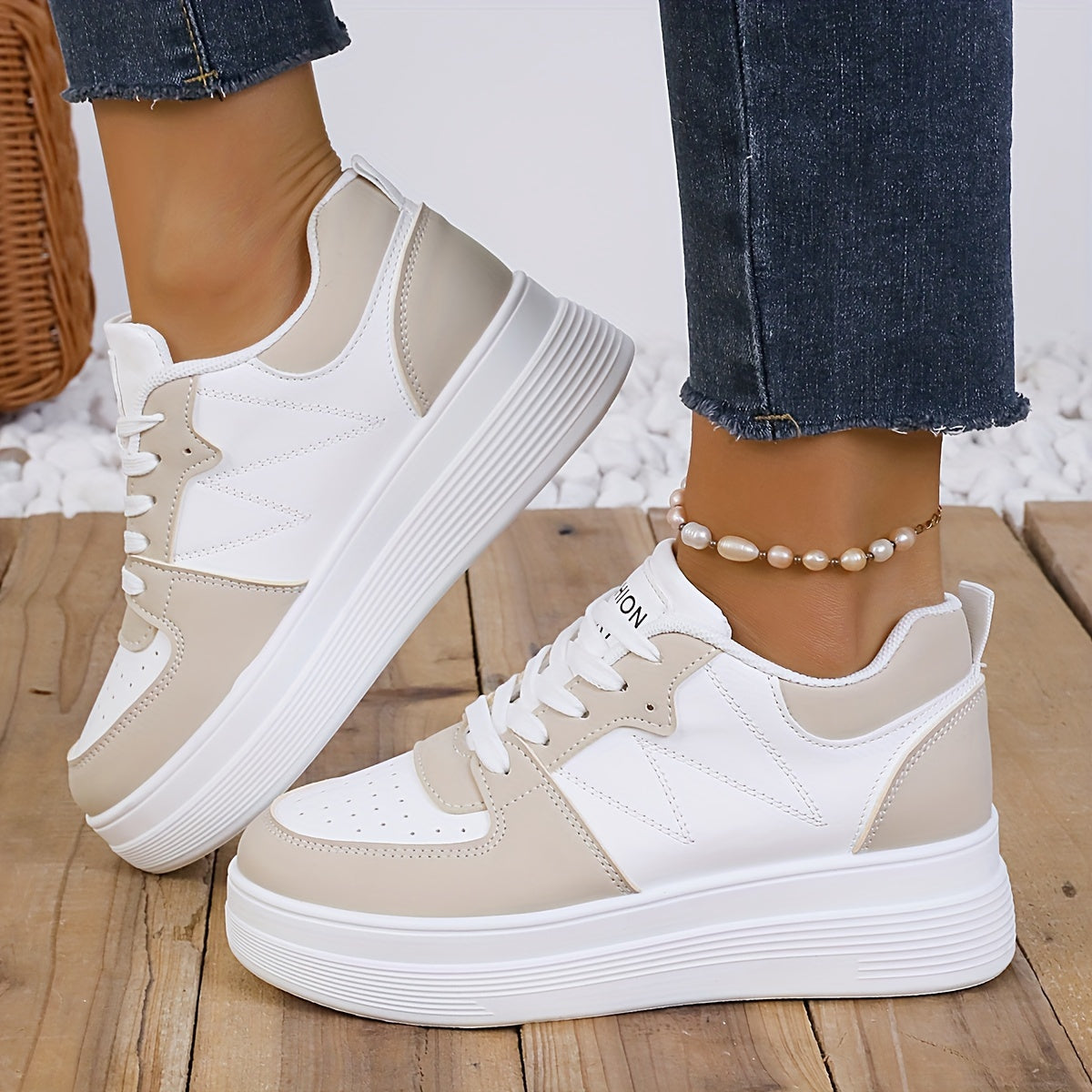 Lace Up Chunky Platform Low Top Sneakers