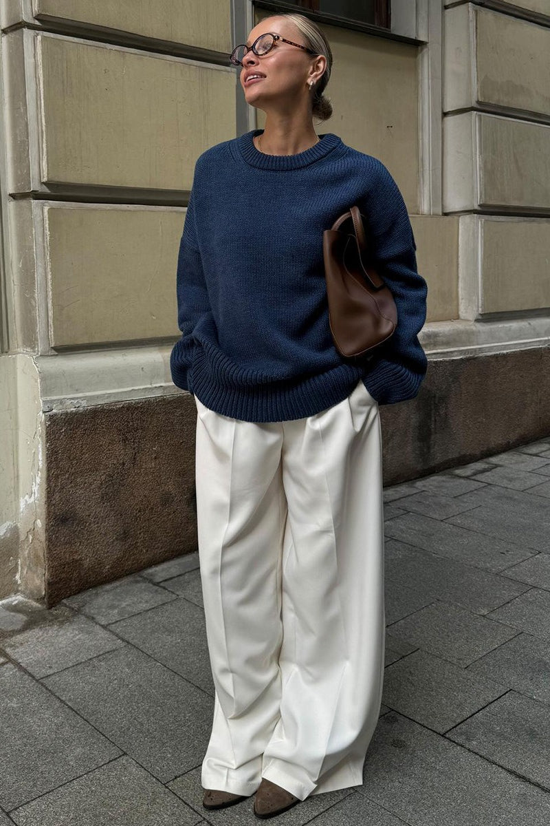 Casual Solid Color Pullover Sweater