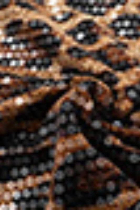 Leopard Sequin Deep V-Neck Halter Bodycon Mini Dress