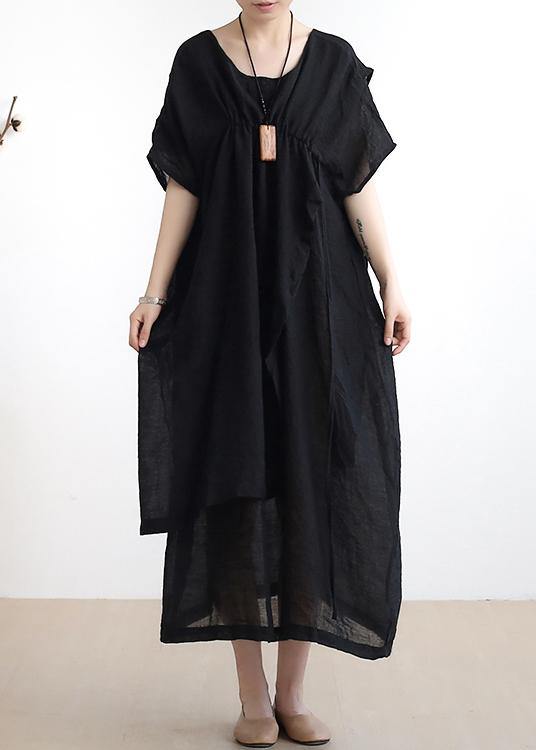 V-Neck Empire Waist Short Sleeve Tiered Layered Maxi Dress