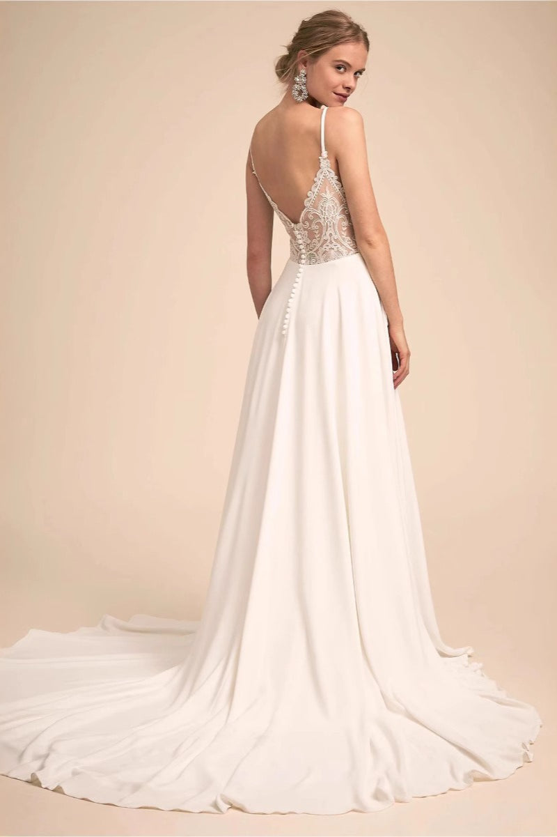 Plunging Lace Mermaid Wedding Dress