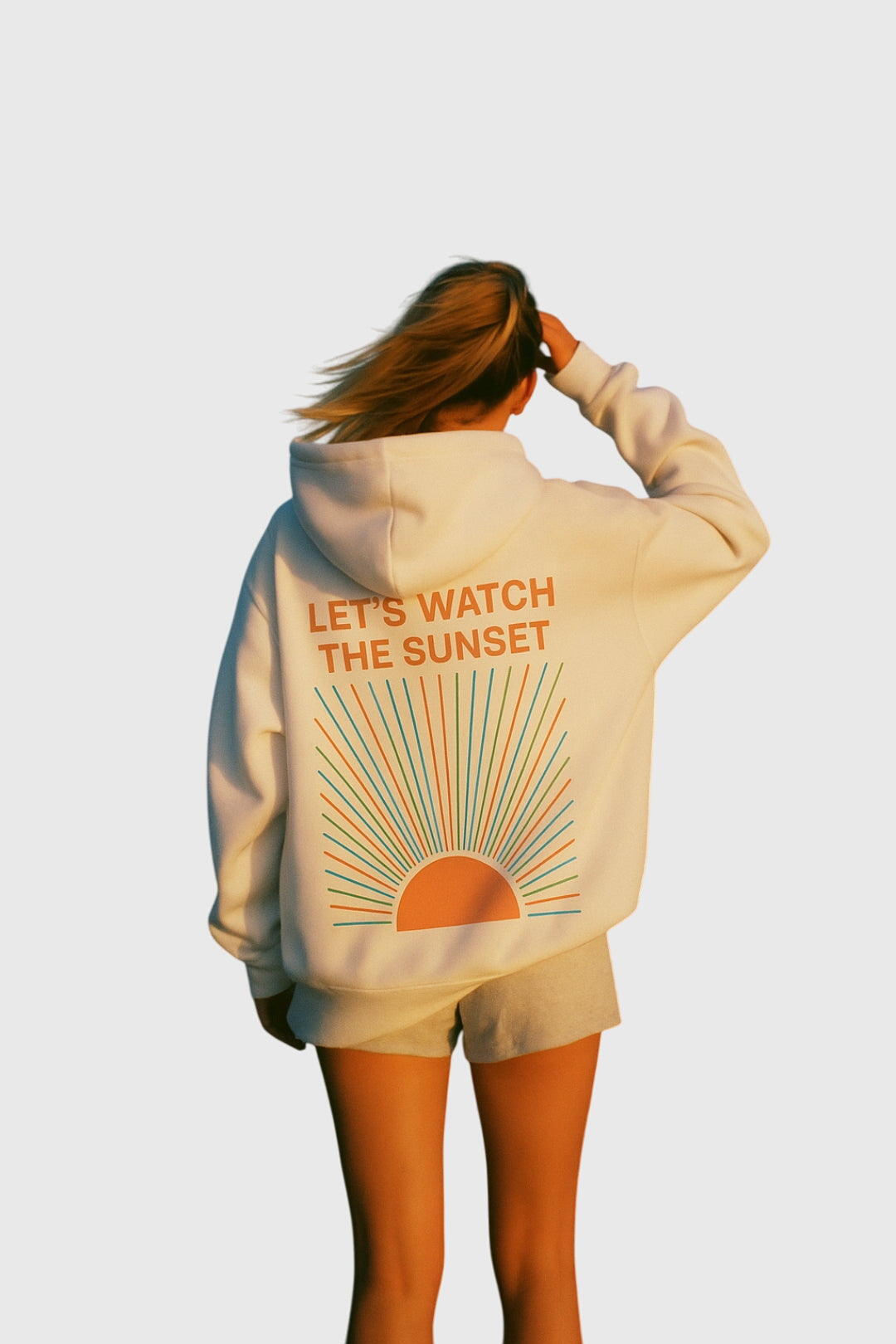 Sunset Graphic Print Drawstring Hoodie